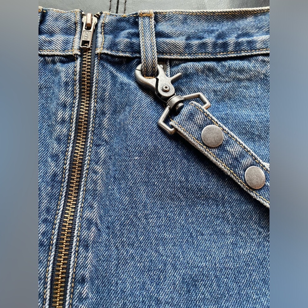 Carmar Delphius Beatrice Harness Distressed Denim Skirt, Size 27 - Picture 7 of 10